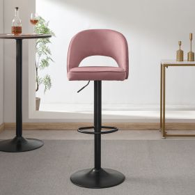 Modern Bar Stool, 25.98" Counter Height Suede Bar Stool, Counter Height Stool for Home Kitchen and Bar, Comfort Bar Stool Dining Chair (colour: pink, Material: flannel)