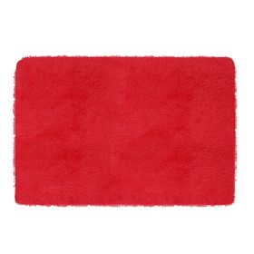 Fluffy Bedroom Rug 4' x 2.6' Anti-Skid Shaggy Area Rug Decorative Floor Carpet Mat (Color: Red)