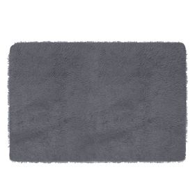 Fluffy Bedroom Rug 4' x 2.6' Anti-Skid Shaggy Area Rug Decorative Floor Carpet Mat (Color: Gray)