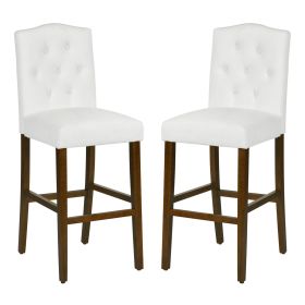 Set of 2 traditional Upholstered high stools, black (Color: White)