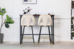 Akoya Collection Modern | Contemporary Velvet Upholstered Connor 28&quot; Bar Stool &amp; Counter Stools with Nailheads and Gold Tipped Black Metal Le