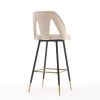 Akoya Collection Modern | Contemporary Velvet Upholstered Connor 28&quot; Bar Stool &amp; Counter Stools with Nailheads and Gold Tipped Black Metal Le