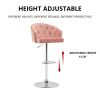 Velvet button bar stool with backrest and footrest, counter height bar chair