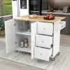 Rolling Mobile Kitchen Island with Solid Wood Top and Locking Wheels; 52.7 Inch Width; Storage Cabinet and Drop Leaf Breakfast Bar; Spice Rack; Towel