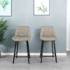 High quality modern cheap high bar stool Upholstered soft dark brown pu Leather bar chair(set of 2)