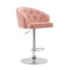 Velvet button bar stool with backrest and footrest, counter height bar chair