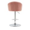 Velvet button bar stool with backrest and footrest, counter height bar chair