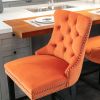 Furniture; Contemporary Velvet Upholstered Barstools with Button Tufted Decoration and Wooden Legs;  and Chrome Nailhead Trim;  Leisure Style Bar Chai