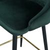 Luxury Modern Yellow Velvet Upholstered High Bar Stool Chair With Gold Legs(set of 2)