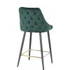 Luxury Modern Yellow Velvet Upholstered High Bar Stool Chair With Gold Legs(set of 2)