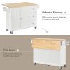 Rolling Mobile Kitchen Island with Solid Wood Top and Locking Wheels; 52.7 Inch Width; Storage Cabinet and Drop Leaf Breakfast Bar; Spice Rack; Towel