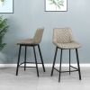 High quality modern cheap high bar stool Upholstered soft dark brown pu Leather bar chair(set of 2)