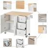 Rolling Mobile Kitchen Island with Solid Wood Top and Locking Wheels; 52.7 Inch Width; Storage Cabinet and Drop Leaf Breakfast Bar; Spice Rack; Towel