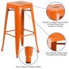 Commercial Grade 30 Inch High Backless Metal Indoor-Outdoor Bar Stool with Square Seat